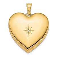 14k Engravable Gold 24mm With Diamond Star Design Ash Holder Love Heart Photo Locket Pendant Necklace Jewelry for Women