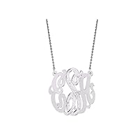 RYLOS Necklaces For Women Gold Necklaces for Women & Men 14K White Gold or Yellow Gold Monogram Diamond Necklace Personalized 32mm Special Order, Made to Order Large Necklace