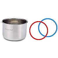 Instant Pot IP-POT-SS304-60 Genuine Stainless Steel Inner Cooking Pot - 6 Quart & Sealing Rings – 2 Pack, 6 quart