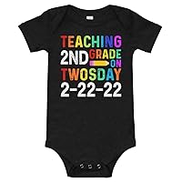 Teaching 2nd Grade on Twosday Baby One Piece Short Sleeve Shirt 3