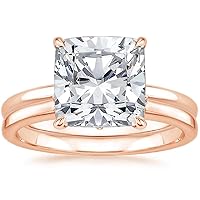 Cushion Cut Moissanite Ring Set, 5 CT, VVS1 Colorless, Sterling Silver
