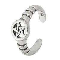 Sterling Silver Pentacle Toe or Pinky Ring Body Wiccan Jewelry