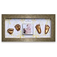 Momspresent Baby Hand Print and Foot Print Deluxe Casting kit with Gold Frame4 Gold