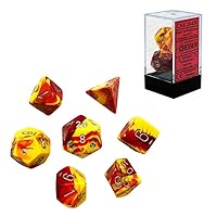 Chessex CHX26450 Dice-Gemini Red-Yellow/Silver Set, One Size, Multicolor