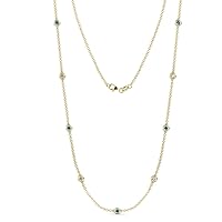 Blue Topaz & Natural Diamond by Yard 9 Station Necklace (SI2-I1, G-H) 1.40 ctw 14K Yellow Gold