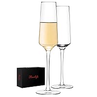 Champagne Glasses Set of 2 - Elegant Champagne Flutes Glass With Long Stem - Unique Gift for Birthday,Wedding, Anniversary - Ideal for Wine Tasting,Daily Use - 7 oz, Clear
