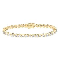 14K Yellow Gold Diamond Studded Tennis Bracelet 6 Ctw.