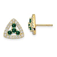 14k Gold Yg Lab Grown Diamond Si1 Si2 G H I Created Emer Triangle Post Earrings Measures 10.38x10. Jewelry for Women
