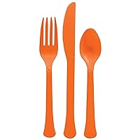 Orange Peel Plastic Heavy Weight Assorted Cutlery (200 Count) - Premium Disposable Plastic and Sturdy Cutlery, Perfect for Home Use and All Kinds of Occasions