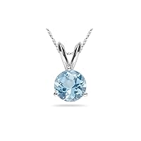 0.42 Cts of 5 mm AA Round Aquamarine Solitaire Pendant in 14K White Gold