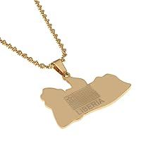 LIBERIA Map Flag Gold Color Charms Pendant Necklaces Liberians Jewellery