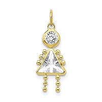 Mother's Day Gift 10k Yellow Gold Birthstone Charm Pendant (L- 20 mm, W- 10 mm) Fine Jewelry For Women