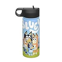 Kids Water Bottle Vacuum Insulated Stainless Steel Thermos Bottle With Straw Reusable Glass Cup for Students Boys Girls Toddlers Cartoon Water Cup (18 oz/532 Ml)