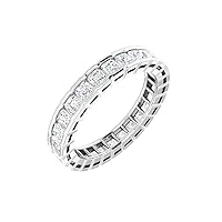 Asscher Diamond Anniversary Wedding Channel-Set Eternity Band - Size 7