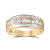 The Diamond Deal 10kt Yellow Gold Mens Round Diamond 5-stone Wedding Ring 1/4 Cttw