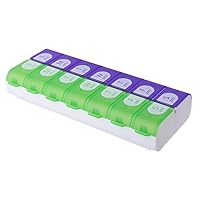 Weekly (7-Day) Pill Case, Medicine Planner, Vitamin Organizer Box, Daily Planner, 2 Times a Day, AM PM, Large Compartments, Easy Fill All Compartments at Once, Color May Vary, BPA Free
