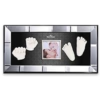 Momspresent Baby Hand Print and Foot Print Deluxe Casting kit with Silver Frame10 White