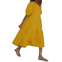 Casual Dresses for Women 2024 Trendy, Fashion Loose Puff Sleeve Short Sleeves Dress Spring, S XXXXXL