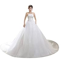 Strapless Train Bridal Gown Wedding Dress for Bride Custom Size