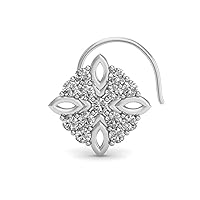 Certified Stud Nose Pin in Round Cut Natural Diamond (0.16 ct) with 14K White/Yellow/Rose Gold for Wife, Mother