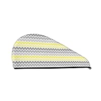 Cute Microfiber Hair Towel Wrap, Super Absorbent and Quick Dry Hair Towel for Yellow Grey Gray Patterns for Women, Anti-Frizz Drying Curly Turban for Women and Girls