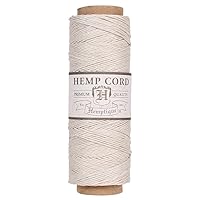 Hemptique 100% Natural Hemp Cord Single Spool - 205ft ~ 62.5m Hemp String Spool - Crafters Number 1 Choice - .5mm Cord Thread for Jewelry Making, Macramé, Scrapbooking, & More - Natural