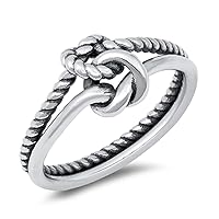 Cute Nautical Double Rope Knot Promise Ring New .925 Sterling Silver Band Sizes 4-10