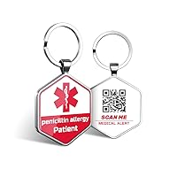 Medical Alert Tag, Custom QR Code Medical ID Alert Tag with Online Template Fill in Medical Conditions, Allergies