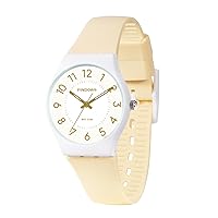 PINDOWS Watches for Women, Minimalist Analog Casual Waterproof Ladies Watch Soft Breathable Silicone Band, Easy to Read Petite Small Size Analog Nurse Watch for Women, Student, Nurses, Teachers.