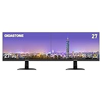 Gigastone 27 inch IPS LED Back Light Monitor 2-Pack 75Hz FHD 1920 x 1080, 178° Wide View Frameless, Dual Monitor, 5ms, Built-in Speakers, Eye Care Technology, Ergonomic Tilt VESA Mount, HDMI VGA