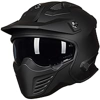 ILM Open Face Motorcycle 3/4 Half Helmet for Dirt Bike Moped ATV UTV Motocross Cruiser Scooter DOT Model 726X (Matte Black,M)