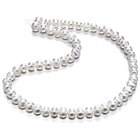 Adabele 5 Strands Real Natural Grade A Potato Round White Cultured Freshwater Pearl Loose Beads 6-7mm for Jewelry Making (70 Inch Total) fp2-67