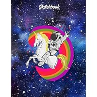 Sketchbook: Astronaut riding a Unicorn with colored Rainbow/8,5x11/A4/blank/100 Pages/Never Stop Dreaming/Sketchbook/Notebook/Creative Sketching & ... Journal/Never stop Dreaming (German Edition)