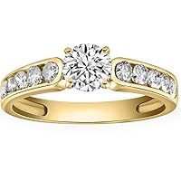 P3 POMPEII3 1 Ct Diamond Engagement Ring With Channel Set Accents in 10k Yellow Gold