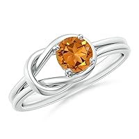 Citrine Round 5.00mm Cross Marge Shank Ring | Sterling Silver 925 | Best For Woman's And Girls Brithday, Thankyou, Promise Band | This promise ring is the perfect way to show someone how much you care.