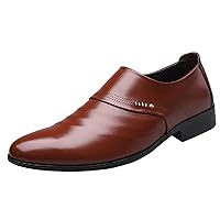 Mens Leather House Shoes Soft Sole Fashion Style Men's Breathable Comfortable Business Slip On Leisure Solid Color Leather Shoes Leather Shoes of Men
