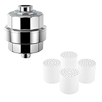 20 Stage Shower Filter with 4 Pack 20-Stage Shower Filter Replacement Cartridge, Polished Chrome