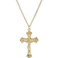 Gold Plated 49.92x30.97mm Polished Crucifix Pendant Necklace 925 Sterling Silver With 24k Gold Plated Jewelry for Women