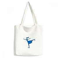 Skiing Winter Sport Blue Outline Tote Canvas Bag Shopping Satchel Casual Handbag