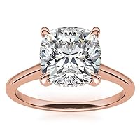 Moissanite Solitaire Engagement Ring, 1.0ct Cushion Cut, 14K Rose Gold Setting