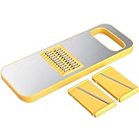 CHUNCIN - Mandoline Vegetable Slicer Kitchen Food Julienne Slicer with 3 Interchangeable Blades & Hand Guard & Cleaning Brush, Stainless Steel Magnetic Handle for Easy Suction,Red (Color : Yellow)