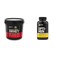 Optimum Nutrition Gold Standard 100% Whey Protein Powder (10 Pound) and Opti-Men Multivitamin Supplement (240 Count)