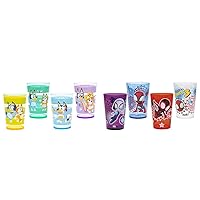 Zak Designs Bluey and Marvel Spider-Man Nesting Tumbler Sets, Durable Plastic Cups Have Variety Artwork and Characters, Includes 2 Sets of 4 Cups Each with 14.5 oz Capacity