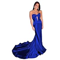 Dessiny Strapless Sweetheart Prom Dresses Long for Women 2024 with Slit Ruched Satin Formal Evening Gown for Party DE109