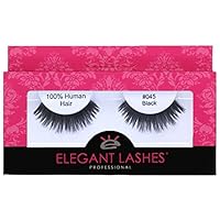 #045 Black False Eyelashes (Long Glamorous Professional 100% Human Hair False Eyelashes)