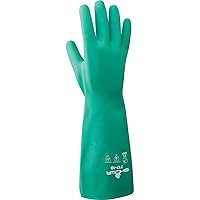 SHOWA Chemical Resistant Gloves, Nitrile, XL, PR, Light Green