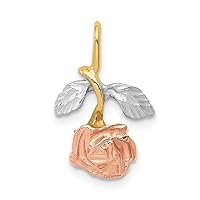 14k Tri Color Solid Satin Polished Gold Rose Charm Pendant Necklace Measures 18x11mm Jewelry Gifts for Women