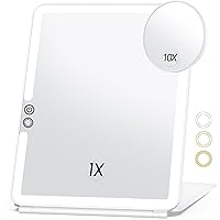 Large Makeup Mirror, Travel Lighted Makeup Mirror, 3 Color Lighting, Rechargeable 2000mAh Battery, Portable Ultra Slim Vanity Mirror, Travel Essential for Women