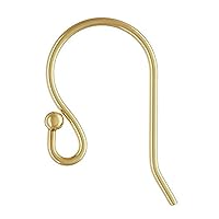 Adabele 50pcs Hypoallergenic Ball Dot Fish Earring Hooks 20mm Earwire (Wire 0.7mm/21 Gauge/0.028 Inch) Gold Plated Brass for Earrings Making CF242-2