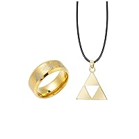 Winssigma The Legend of Zelda Triforce Ring, Zelda Symbol Necklace Cosplay Jewelry for Fans